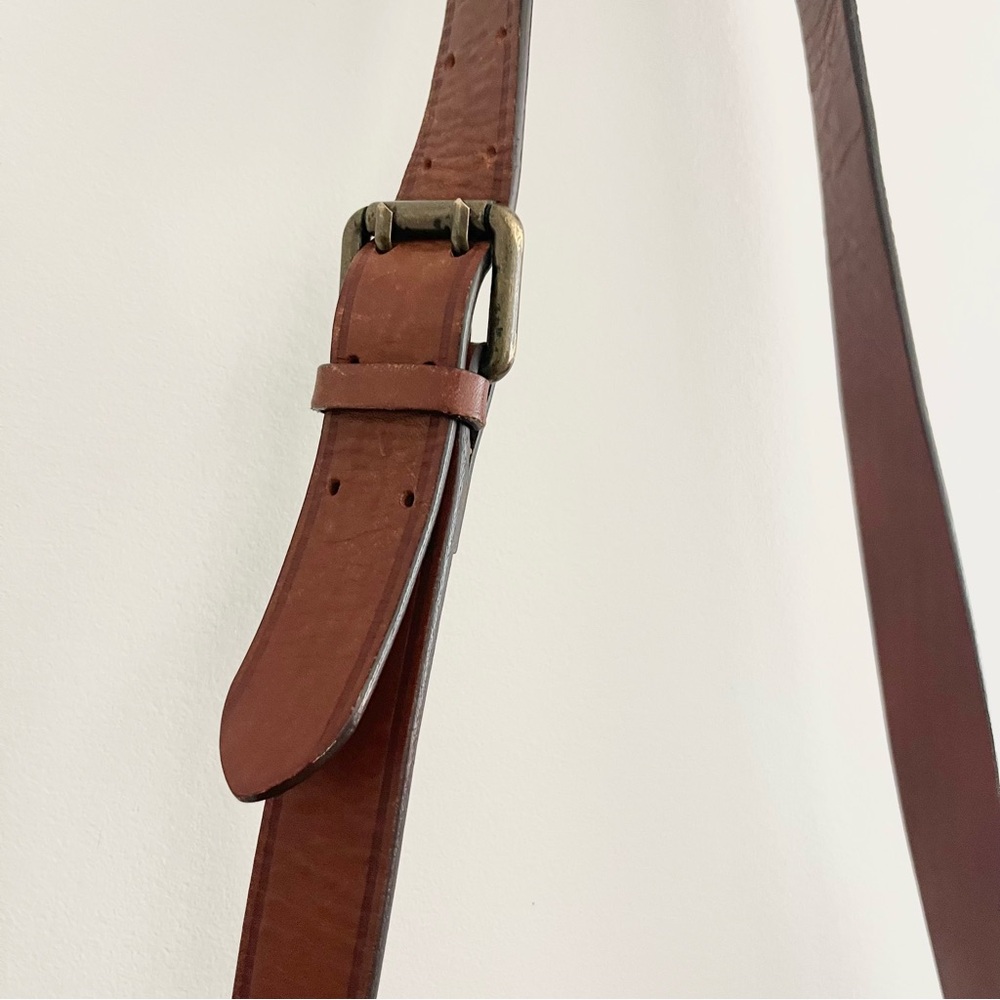 Massimo Dutti Chic Brown Leather Crossbody Bag w Woven Details Square Purse - Picture 6 of 9